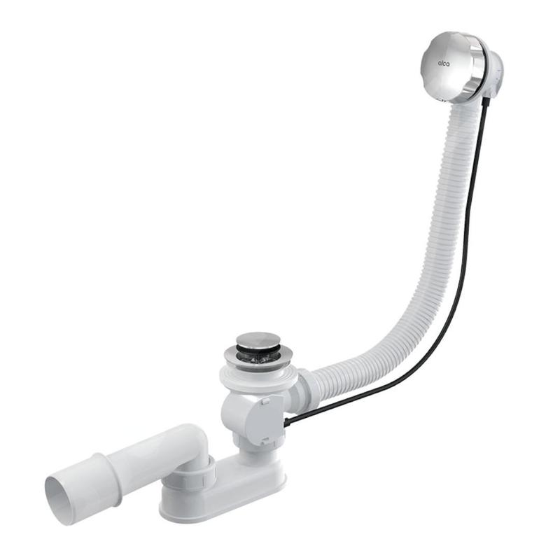 Alcadrain Garnitures de vidage - Kit vidange et trop-plein pour baignoire, longueur 1200 mm, chromé A55K-120
