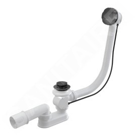 Alcadrain Garnitures de vidage - Kit vidange et trop-plein baignoire, longueur 570 mm, métal gun brillant A55K-GM-P