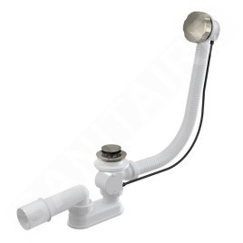 Alcadrain Garnitures de vidage - Kit vidange et trop-plein baignoire, longueur 570 mm, nickel brillant A55K-N-P