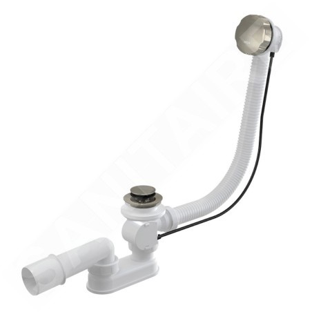 Alcadrain Garnitures de vidage - Kit vidange et trop-plein baignoire, longueur 570 mm, nickel brillant A55K-N-P