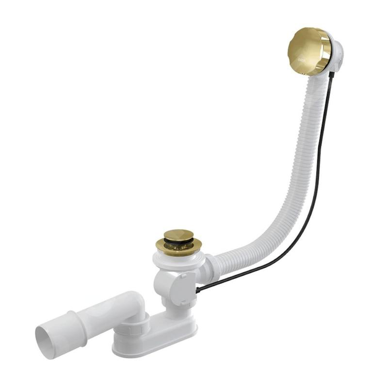 Alcadrain Garnitures de vidage - Kit vidange et trop-plein baignoire, longueur 570 mm, or brossé mat A55K-G-B