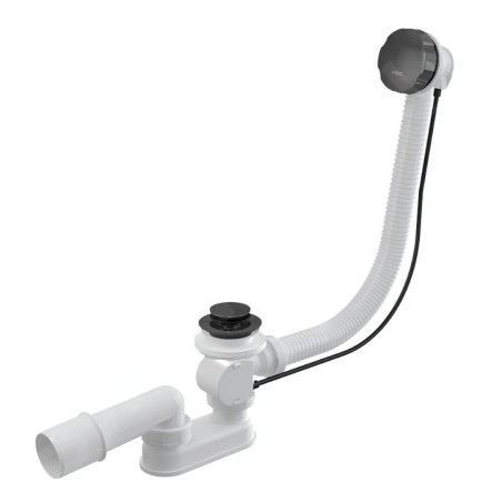 Alcadrain Garnitures de vidage - Kit vidange et trop-plein baignoire, longueur 570 mm, métal gun brossé mat A55K-GM-B