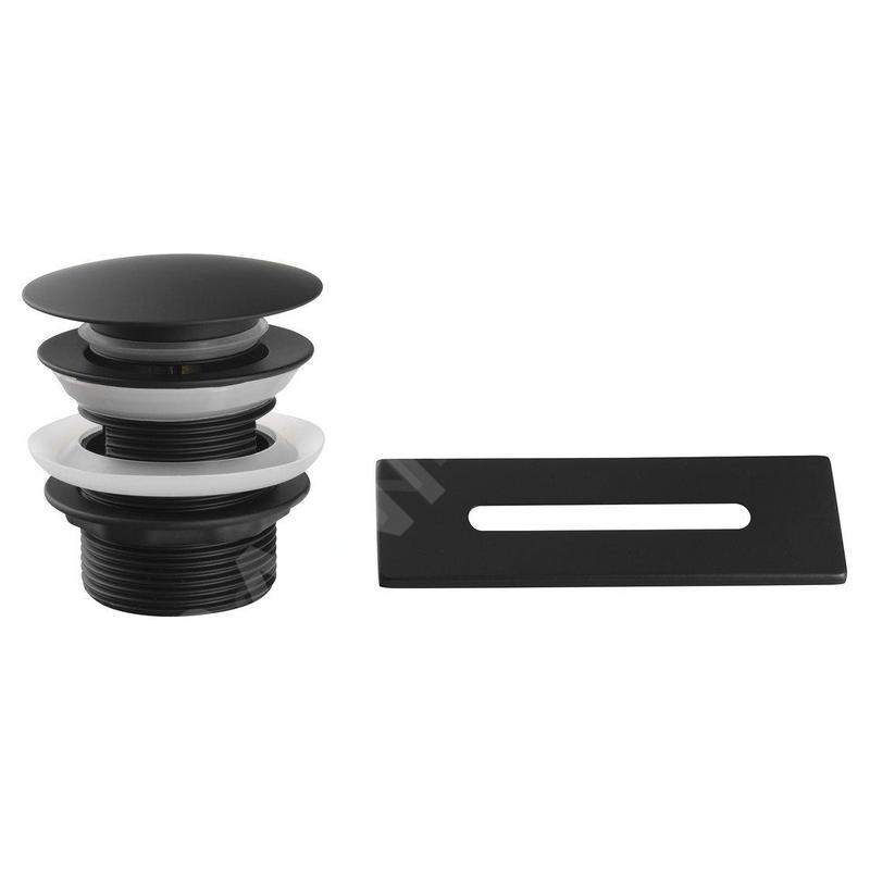 Aqualine Accessoires - Kit bonde de baignoire et couvercle de trop-plein, ClickClack, noir mat TF9005B