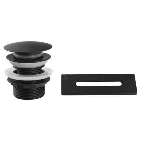 Aqualine Accessoires - Kit bonde de baignoire et couvercle de trop-plein, ClickClack, noir mat TF9005B