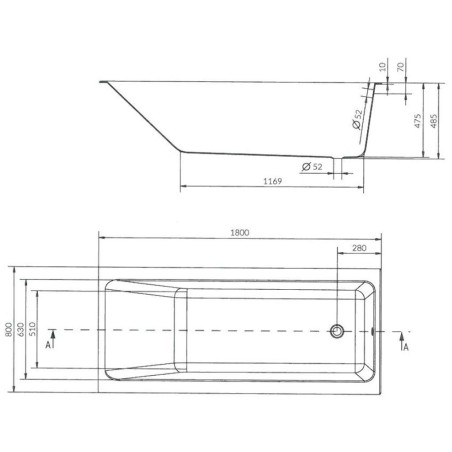 Cersanit Crea - Baignoire 180 x 80 cm, pieds inclus, blanc S301-227