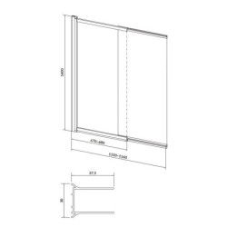 Cersanit Larga - Pare-baignoire, en deux parties, 116x140 cm, chrome/verre clair S932-141