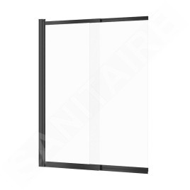 Cersanit Larga - Pare-baignoire, en deux parties, 116x140 cm, noir/verre clair S932-142