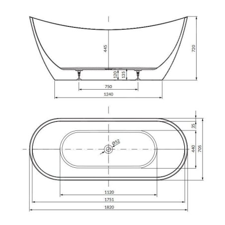 Cersanit Zen - Baignoire en îlot, 182x71 cm, pieds inclus, blanc S301-331
