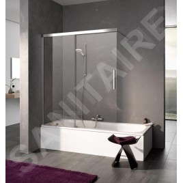 Kermi NICA - Paroi de baignoire H2L, en deux parties, 120x150 cm, gauche, argent brillant/verre transparent NIH2L12015VPK