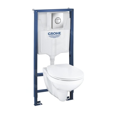 Grohe Solido - Set pour WC suspendu + cuvette et abattant softclose Bau Ceramic, plaque de déclenchement Sail, chrome 39499000