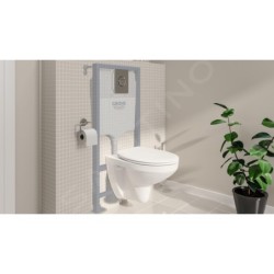 Grohe Solido - Set pour WC suspendu + cuvette et abattant softclose Bau Ceramic, plaque de déclenchement Sail, chrome 39499000