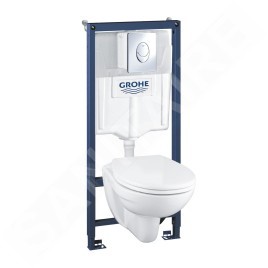 Grohe Solido - Ensemble pour WC suspendu + cuvette et abattant softclose, Plaque de déclenchement Skate Air, chrome 39192000