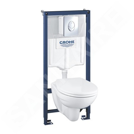 Grohe Solido - Ensemble pour WC suspendu + cuvette et abattant softclose, Plaque de déclenchement Skate Air, chrome 39192000