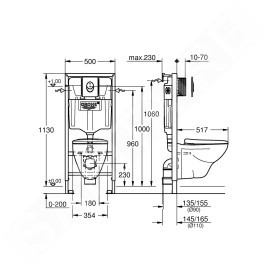 Grohe Solido - Ensemble pour WC suspendu + cuvette et abattant softclose, Plaque de déclenchement Skate Air, chrome 39192000