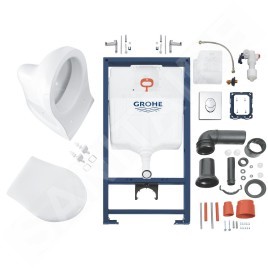 Grohe Solido - Ensemble pour WC suspendu + cuvette et abattant softclose, Plaque de déclenchement Skate Air, chrome 39192000