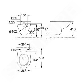 Grohe Bau Ceramic - WC suspendu, Rimless, blanc alpin 39427000