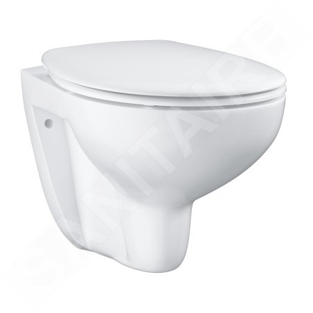 Grohe Bau Ceramic - Cuvette de toilette suspendue avec abattant SoftClose, Rimless, blanc alpin 39351000