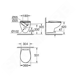 Grohe Bau Ceramic - Cuvette de toilette suspendue avec abattant SoftClose, Rimless, blanc alpin 39351000
