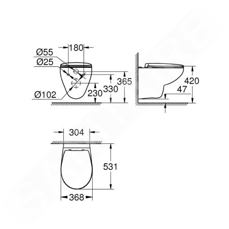 Grohe Bau Ceramic - Cuvette de toilette suspendue avec abattant SoftClose, Rimless, blanc alpin 39351000