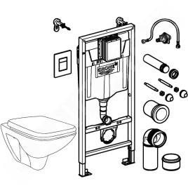 Grohe Solido - Set de bâti-support, cuvette et abattant softclose, plaque de déclenchement Even, chrome 39467000