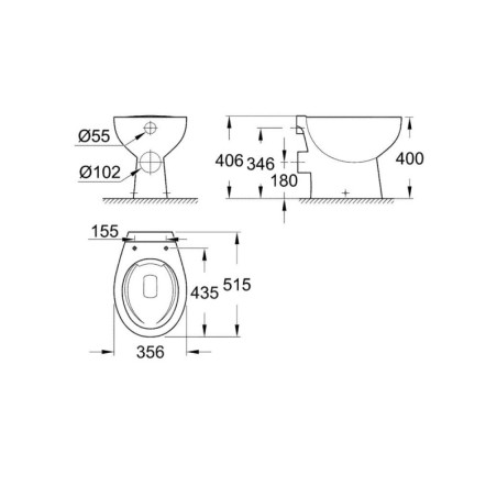Grohe Bau Ceramic - WC à poser, sans bride, blanc alpin 39430000