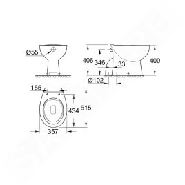 Grohe Bau Ceramic - WC à poser, Rimless, blanc alpin 39431000