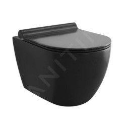kielle Gaia - WC suspendu avec abattant softclose, Rimless, noir mat 30115040