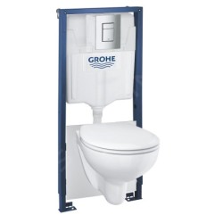 Grohe Solido - Set de bâti-support, cuvette Bau Ceramic et abattant softclose, plaque de déclenchement Skate Cosmopolitan,