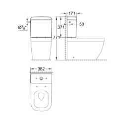 Grohe Euro Ceramic - Réservoir de chasse, 382x171 mm, alimentation par le côté, blanc alpin 39333000
