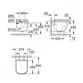 Grohe Euro Ceramic - WC suspendu avec abattant softclose, rimless, blanc alpin 39703000