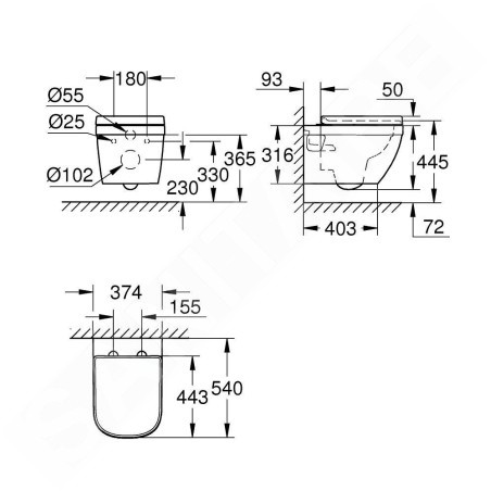 Grohe Euro Ceramic - WC suspendu avec abattant softclose, rimless, blanc alpin 39703000