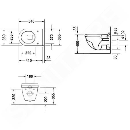 Duravit Starck 3 - WC suspendu, blanc 2200090000