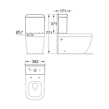 Grohe Euro Ceramic - Réservoir de chasse, 385x170 mm, alimentation par le bas, blanc alpin 39332000