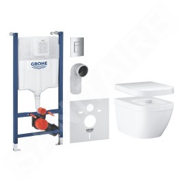 Grohe Solido - Set de bâti-support avec accessoires, cuvette Euro Ceramic et abattant softclose, plaque de déclenchement Skate