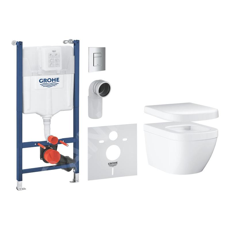 Grohe Solido - Set de bâti-support avec accessoires, cuvette Euro Ceramic et abattant softclose, plaque de déclenchement Skate
