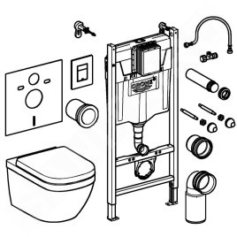 Grohe Solido - Set de bâti-support avec accessoires, cuvette Euro Ceramic et abattant softclose, plaque de déclenchement Skate