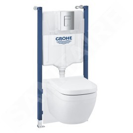 Grohe Solido - Set de bâti-support avec accessoires, cuvette Euro Ceramic et abattant softclose, plaque de déclenchement Skate