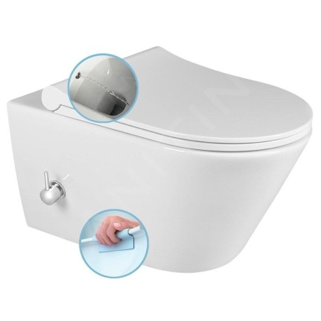 Sapho Avva - WC suspendu avec douchette de bidet, Rimless, blanc 100315
