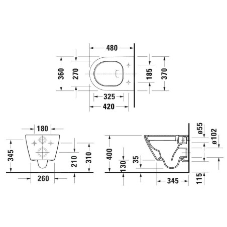 Duravit D-Neo - WC suspendu, Rimless, blanc 2588090000
