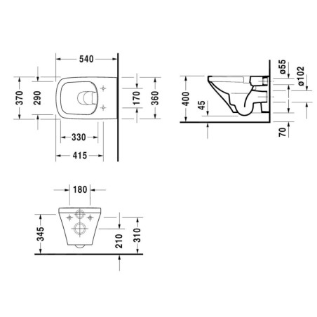 Duravit DuraStyle - WC suspendu, Rimless, avec WonderGliss, blanc alpin 25510900001