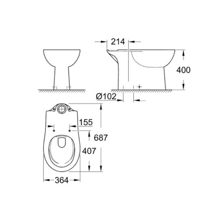 Grohe Bau Ceramic - Cuvette de toilette combi, rimless, blanc alpin 39429000