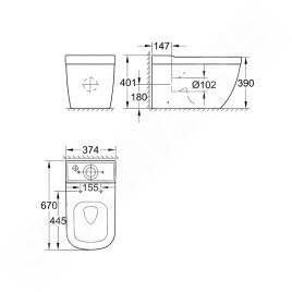 Grohe Euro Ceramic - Cuvette de toilette combi, rimless, Triple Vortex, blanc alpin 39338000