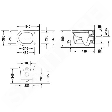 Duravit White Tulip - WC suspendu HygieneFlush, Rimless, HygieneGlaze, blanc 2576092000