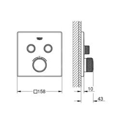 Grohe Grohtherm SmartControl - Mitigeur thermostatique encastré pour 2 sorties, chrome 29124000
