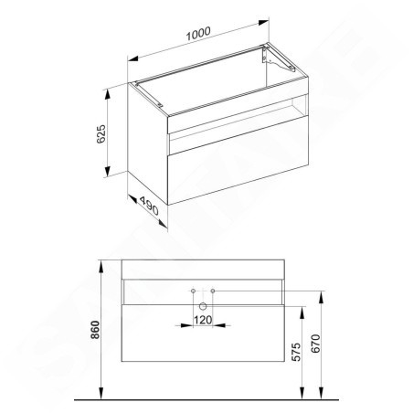 Keuco Stageline - Meuble sous lavabo, 1000x625x490 mm, blanc 32872300000