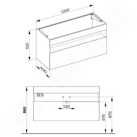 Keuco Stageline - Meuble sous lavabo, 1200x625x490 mm, avec éclairage et USB, blanc 32882300100