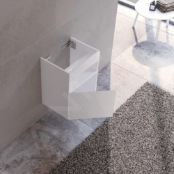 Keuco Stageline - Meuble sous lavabo, 460x625x380 mm, 1 porte, charnières à gauche, avec éclairage et USB, blanc 32822300101