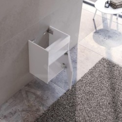 Keuco Stageline - Meuble sous lavabo, 460x625x380 mm, 1 porte, charnières à droite, avec éclairage et USB, blanc 32822300102