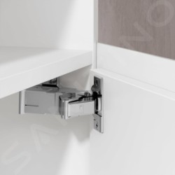 Keuco Stageline - Meuble sous lavabo, 460x625x380 mm, 1 porte, charnières à droite, avec éclairage et USB, blanc 32822300102