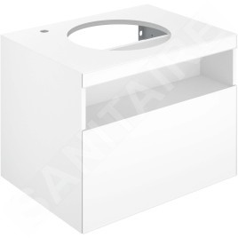 Keuco Stageline - Meuble sous lavabo, 650x550x490 mm, avec découpe pour lavabo et robinetterie à gauche, avec éclairage et USB,